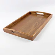 Khay gỗ có tay cầm hình chữ nhật lưu trữ bằng gỗ khay trà sáng tạo retro khay gỗ nhà đơn giản khay mới - Tấm