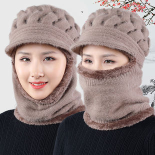 中老年人帽子女冬季毛线帽加绒保暖百搭加厚