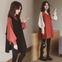 Phụ nữ mang thai mùa thu mẫu thời trang 2018 phiên bản Hàn Quốc mới của mẹ thủy triều ra khỏi thời kỳ mang thai hai bộ quần áo thu đông đầm bầu giá rẻ