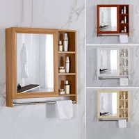 Tủ gương đựng đồ phòng tắm bằng gỗ gụ nguyên khối tủ gương treo tường nhà tắm với đèn led thông minh