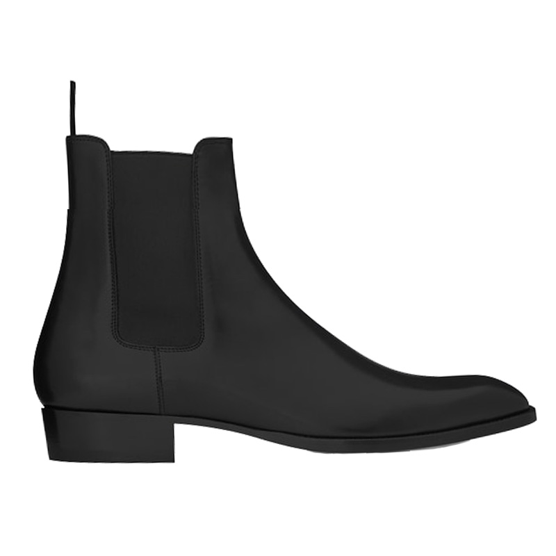 Black Cowhide, 3Cm HeelEurope and America summer CHELSEA BOOT Chelsea boots male Sharp point genuine leather Britain Deer skin Gao Bang Martin boots male tide