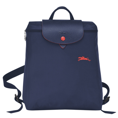 Embroidered Dark Blue (No. 556)France new pattern long1699champ Backpack 70th anniversary Commemorative payment knapsack Longchamp  Embroidery fold a bag