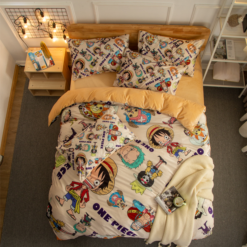 Many VillainsCartoon comic Naruto sheet Four piece suit Yu Zhibo Weasel Quilt cover sheet dormitory Three piece set thickening keep warm