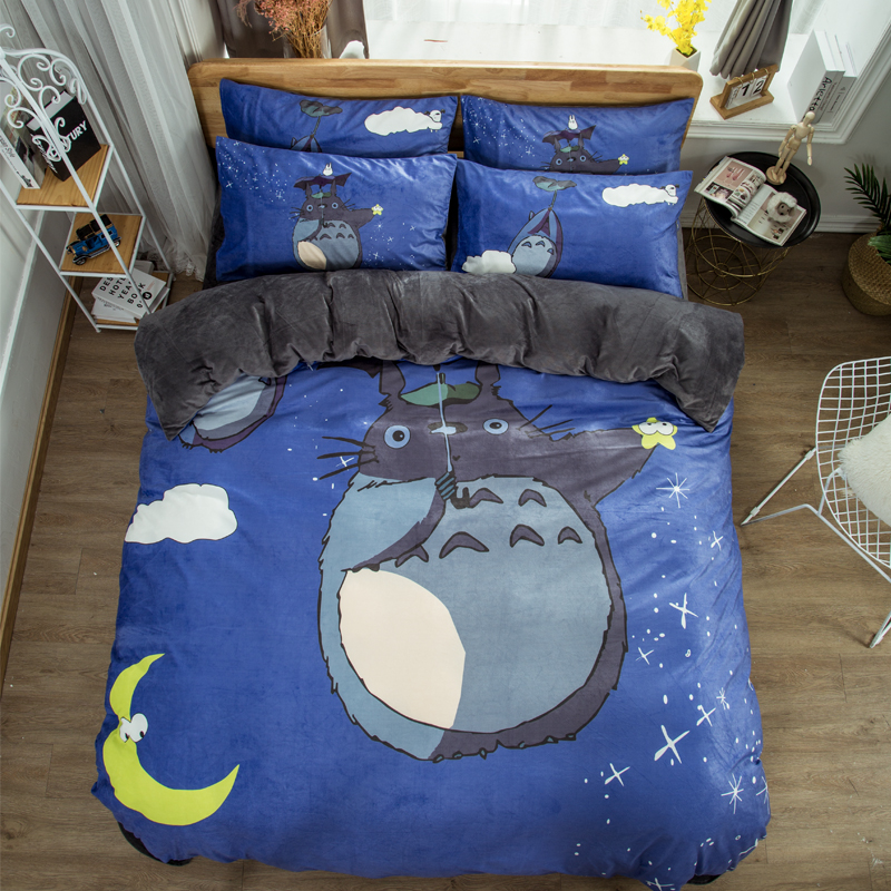 BlackCartoon comic Naruto sheet Four piece suit Yu Zhibo Weasel Quilt cover sheet dormitory Three piece set thickening keep warm