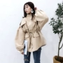 Áo khoác lửng nữ phong cách Hồng Kông mùa thu 2018 mới phiên bản Hàn Quốc của áo gió ngắn công cụ retro lỏng áo sơ mi thắt lưng Harajuku áo bomber nữ