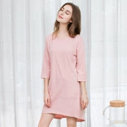 Modal nightdress phụ nữ mùa xuân và mùa thu cotton mỏng mùa hè tay áo rộng tay áo bảy điểm tay áo dài đoạn có thể được mặc - Đêm đầm