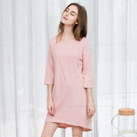 Modal nightdress phụ nữ mùa xuân và mùa thu cotton mỏng mùa hè tay áo rộng tay áo bảy điểm tay áo dài đoạn có thể được mặc - Đêm đầm váy lanh mặc hè