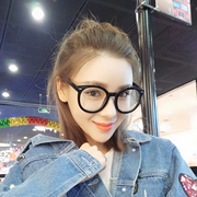 Hàn Quốc 2018 retro kính tròn gọng kính gọng đen Khung dày gương phẳng nam nữ kính mặt lớn gọng kính gọng