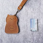 Ban đầu làm bằng tay da mèo nhỏ kiểm soát truy cập thẻ thiết lập retro da nhỏ xe buýt thẻ bìa sáng tạo keychain