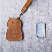 Ban đầu làm bằng tay da mèo nhỏ kiểm soát truy cập thẻ thiết lập retro da nhỏ xe buýt thẻ bìa sáng tạo keychain dây đeo thẻ cao cấp