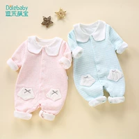 Quần áo trẻ sơ sinh mùa xuân và mùa thu Quần áo cotton đôi leo núi 0-3-6 tháng ra quần áo trẻ em - Áo liền quần ao so sinh be trai