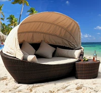 Открытый роттан лживый кровать сад затенение за лаунж пляж