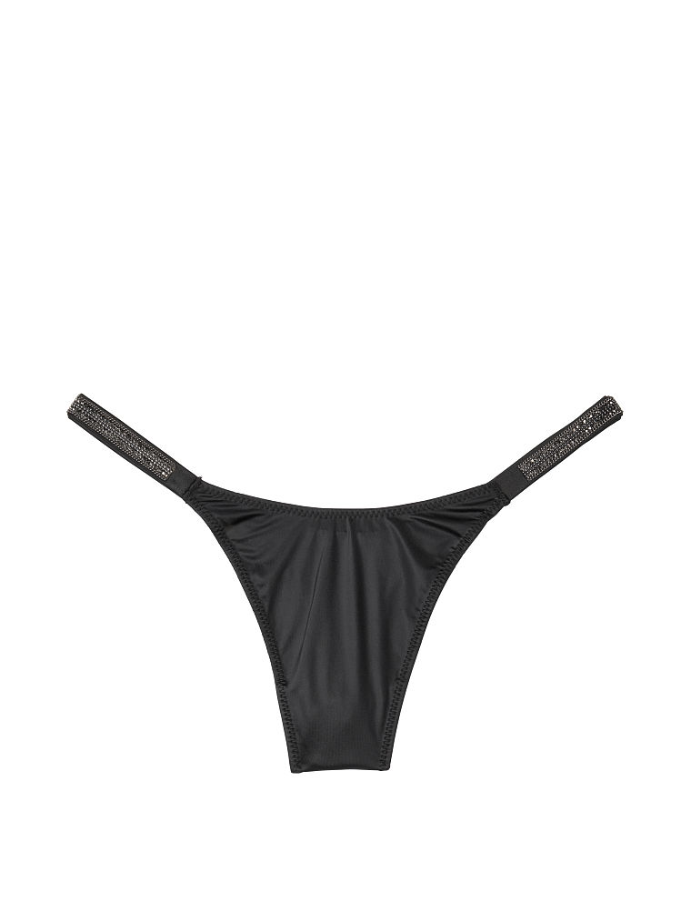 54A2 Black Fine DrillAll love drill pants rhinestone sexy T-back Victoria's Secret Broken drill Letter drill T-back Yang Mi Same