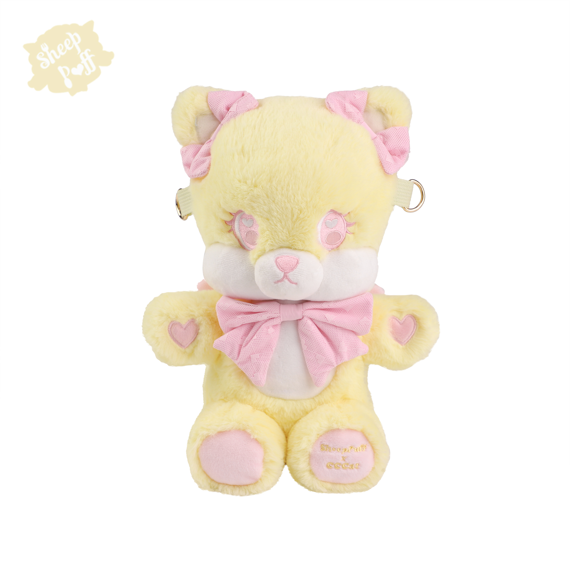 Yellow【 Deposit 】  Meow sheep Puff original lolita sweet Bare Kitty Plush doll package One shoulder Messenger