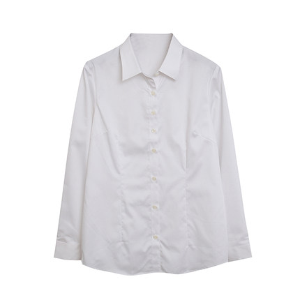 春秋100%綿仕立て細め長袖シャツレディースウエストを収めて細く見せるスーツシャツシャツアウタートップス