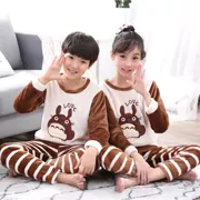 Nam lớn 11-12 mùa đông dài tay áo flannel cô gái đồ ngủ 14-15 tuổi học sinh trung học cơ sở phù hợp với lông cừu