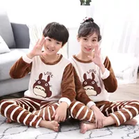 Nam lớn 11-12 mùa đông dài tay áo flannel cô gái đồ ngủ 14-15 tuổi học sinh trung học cơ sở phù hợp với lông cừu đồ ngủ nam phong cách Nhật Bản