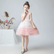 Trẻ em công chúa ăn mặc cô gái sinh nhật màu hồng fluffy cô bé nước ngoài phần ngắn catwalk trang phục piano - Váy trẻ em