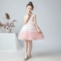 Trẻ em công chúa ăn mặc cô gái sinh nhật màu hồng fluffy cô bé nước ngoài phần ngắn catwalk trang phục piano - Váy trẻ em đồ biểu diễn trẻ em