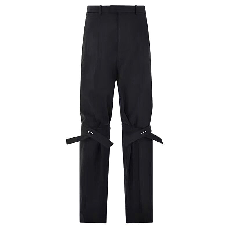 Black【 goods in stock 】 Hou in crab autonomy Bv wind vibe trousers Self cultivation Versatile Straight tube easy Tough leisure time Bandage pants