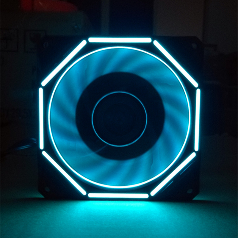 Linglong [ice blue] 3P + big 4D interfaceChassis Fan 12cm Double aperture rgb water-cooling dissipate heat Silence led a main board AURA Divine light synchronization 5V / 12V