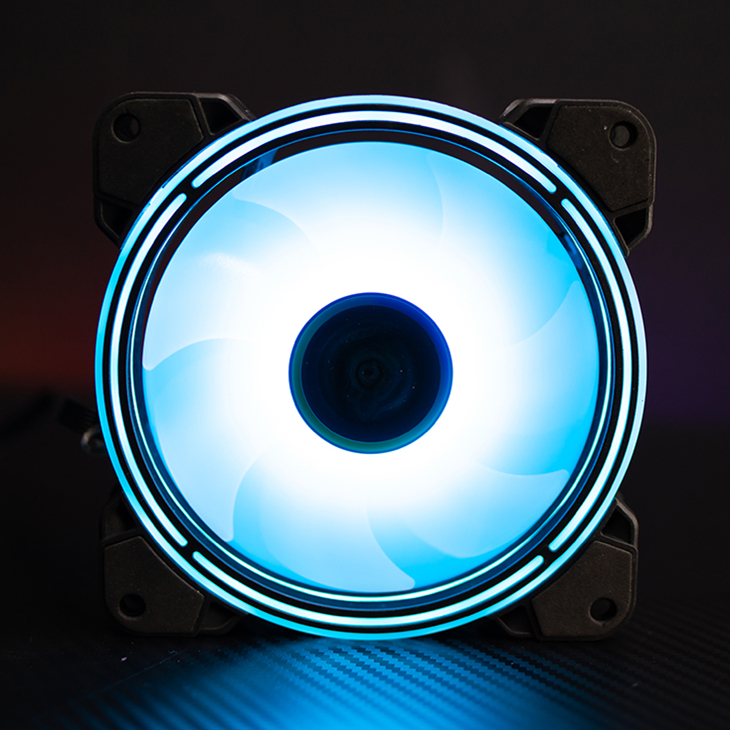 Double Sided Thin Aperture Inside And Outside Light [Ice Blue] Big 4DChassis Fan 12cm Double aperture rgb water-cooling dissipate heat Silence led a main board AURA Divine light synchronization 5V / 12V