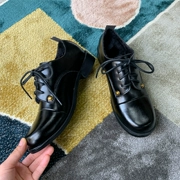 Ashigo với đôi giày da nhỏ nữ 2019 mới của Anh gió thấp để giúp đôi giày đơn có đế giày Brock Oxford - Giày cắt thấp