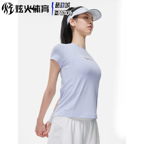 Li Ning, футболка, спортивный трикотажный спортивный костюм с круглым воротником, короткий рукав, для бега