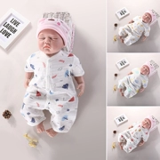 Quần áo mùa hè cho bé phần mỏng sơ sinh cotton sơ sinh lưới đỏ tay áo bé dễ thương nhà sư điều hòa - Áo liền quần