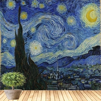 Bắc âu van Gogh đầy sao nền vải ins treo vải phòng ngủ trang trí phòng tường tấm thảm đơn giản hiện đại tường bao gồm tham treo tuong