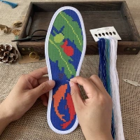Cross -STITCH стельки 2021 Новые мужчины и женщины чистая ручная хлопковая печать сама вышитые цветы полупрофильные продукты утолщены