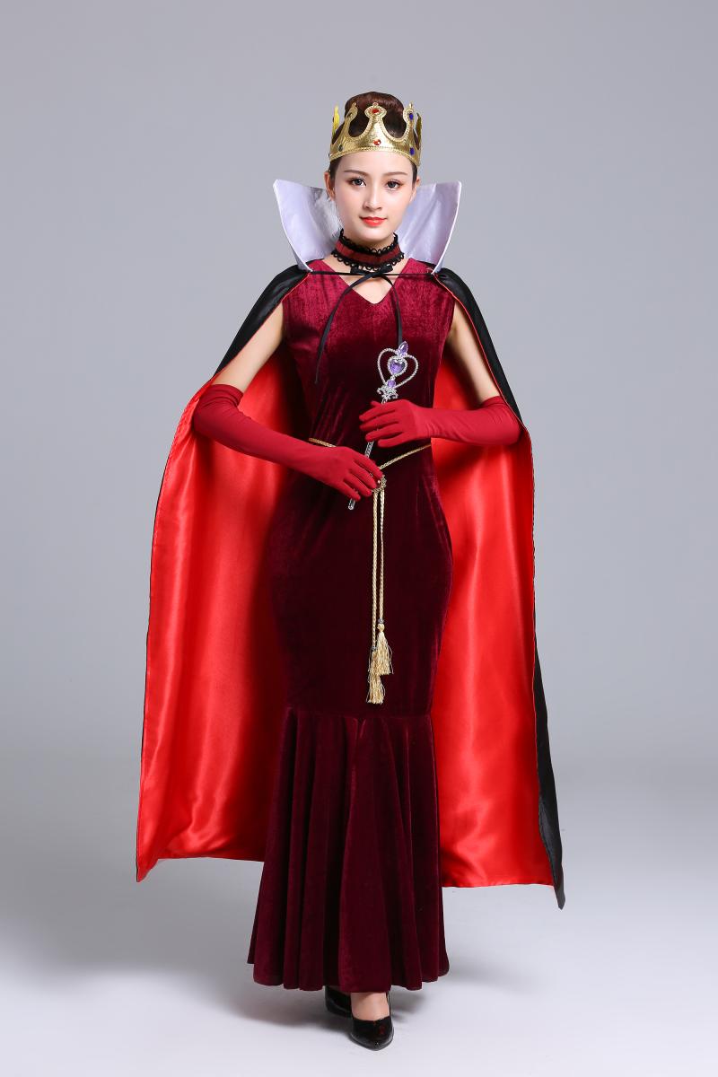 Deep Wine Redchildren stage pantomime Snow White And Seven Dwarfs clothing Magic mirror prince queen adult Performance clothes