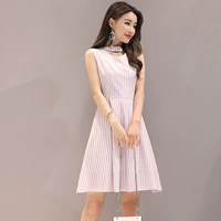 Mát mẻ ga mùa hè mới thời trang Hàn Quốc phiên bản của không tay sọc mỏng xu hướng tính khí ăn mặc 146 đầm ngắn