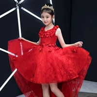 Váy trẻ em cô gái váy cưới Tutu hoa cô gái váy chủ sàn catwalk trang phục piano mùa thu và mùa đông váy dài tay bé gái