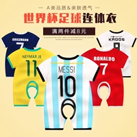 Bé onesies mở tập tin mỏng đồng phục bóng đá cotton áo mùa hè bé nam mùa hè 2018 World Cup jersey quần áo trẻ em xuất khẩu