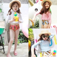 Phiên bản Hàn Quốc của hoa dứa chia áo tắm quần eo cao cho bé gái đồ bơi bikini dài tay chống nắng quần áo ngày lễ đồ bơi nàng tiên cá cho bé gái