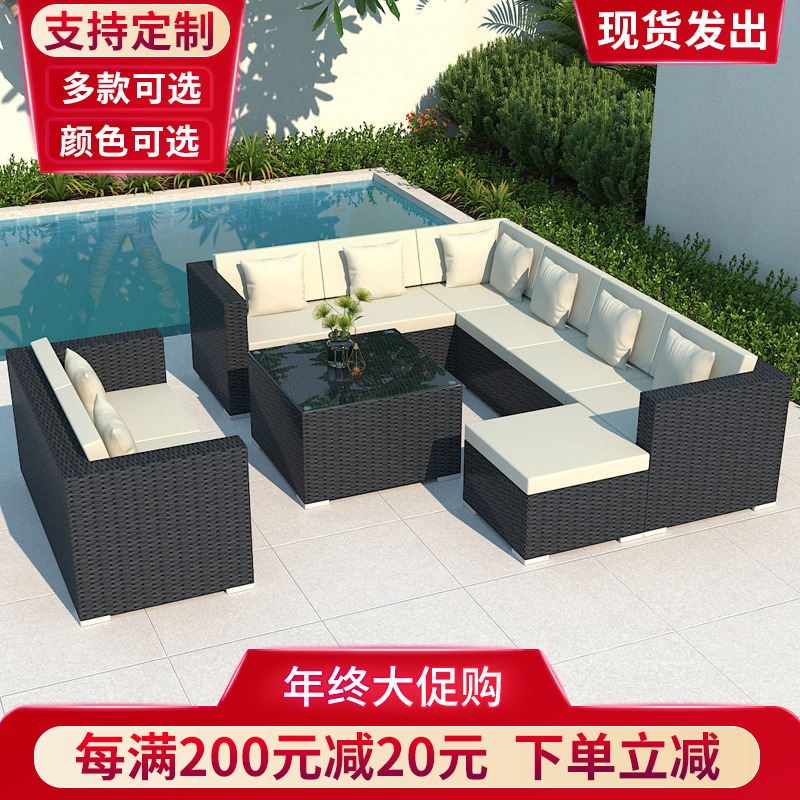 Ghế mây và sofa mây ngoài trời chống nắng và chống thấm nước kết hợp sân vườn nội thất sofa mây ngoài trời cho ba người