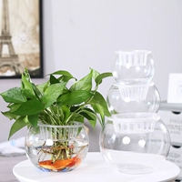 Cây thủy canh chai thủy tinh màu xanh lá cây thủy canh lớn dày hoa chậu thủy tinh bóng nước bể cá container - Vase / Bồn hoa & Kệ giỏ treo ban công