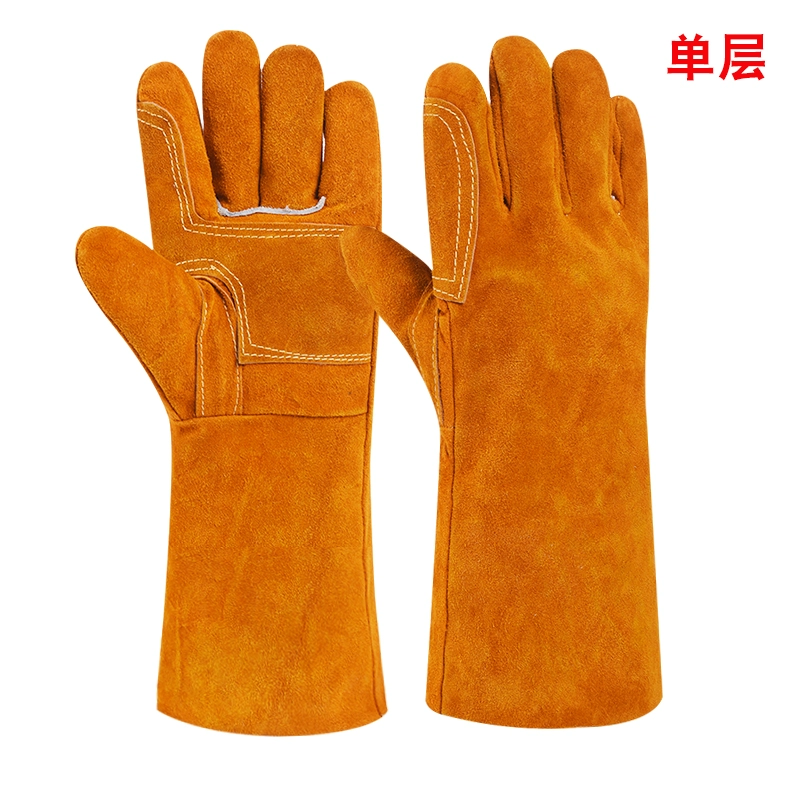 Găng tay hàn da bò dài chịu nhiệt độ cao cách nhiệt chống mài mòn găng tay bảo hộ thợ hàn chống bỏng găng tay bảo hộ phủ cao su 
