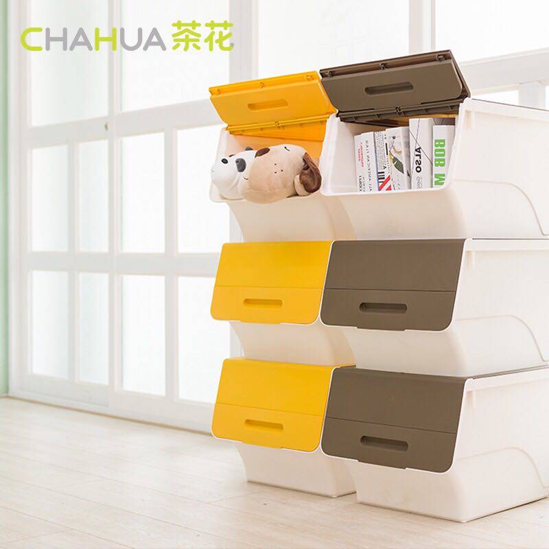 茶花 斜口翻盖收纳箱 34L*3个装 图1