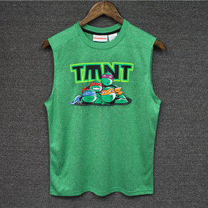 Teenage Mutant Ninja Turtles Không Tay T-Shirt Boy Thể Thao Ngoài Trời Vest Bóng Đá Bóng Rổ Đầu Gối Vai Lỏng Lẻo và Khô Màu Xanh Lá Cây