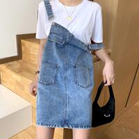 Small denim suspender skirt women's spring 2024 new fashion style age-reducing dress student design skirt