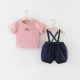 Quần áo trẻ em cho bé mùa hè 1-2-3 tuổi Cô gái treo quần áo mùa hè Quần short trẻ em quần áo trẻ em hai mảnh 0 - Phù hợp với trẻ em