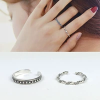 Hàn Quốc 925 sterling bạc nhẫn nhẫn nhẫn đuôi kết hợp thiết lập chuỗi retro cũ mở nhẫn nữ nhẫn đeo ngón út