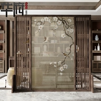 Новый китайский стиль экрана перегородка гостиная и вход в спальню, чтобы покрыть домашнее крыльцо офис с твердым деревом мобильной сливы чай