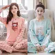 Bộ đồ ngủ nữ tay dài phiên bản Hàn Quốc ngọt ngào 2022 mùa xuân và mùa hè mới cotton nguyên chất có thể mặc bên ngoài bộ đồ ở nhà dễ thương