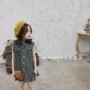 Sản phẩm dành cho trẻ em của Muxi 19 mùa hè Cô gái Hàn Quốc Cô gái bằng vải cotton và vải lanh Quạt thủy triều lớn Váy không tay sọc sọc - Váy váy công chúa cho bé