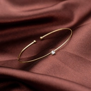 Ngôi nhà tình yêu Vàng 14k vòng tay nữ Hàn Quốc đích thực đơn giản nhỏ đơn zirconium mở khí chất màu vàng vòng đeo tay tốt 144121 - Vòng đeo tay Cuff