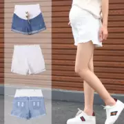 Phụ nữ mang thai jeans mùa hè 2018 mới thời trang Hàn Quốc mặc quần short giản dị phần mỏng lỏng mang thai dạ dày lift quần