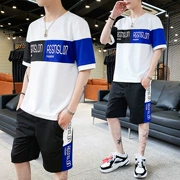 Bộ đồ thể thao nam tay ngắn ngắn 2019 phiên bản hè mới của Hàn Quốc của set đồ phổ biến với những bộ đồ hoang dã đẹp trai - Bộ đồ